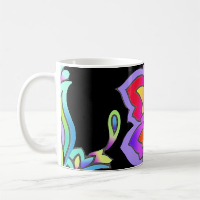 Neon Flowers Coffee Mug (Left)