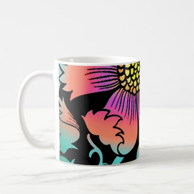 Neon Flowers Coffee Mug (Left)