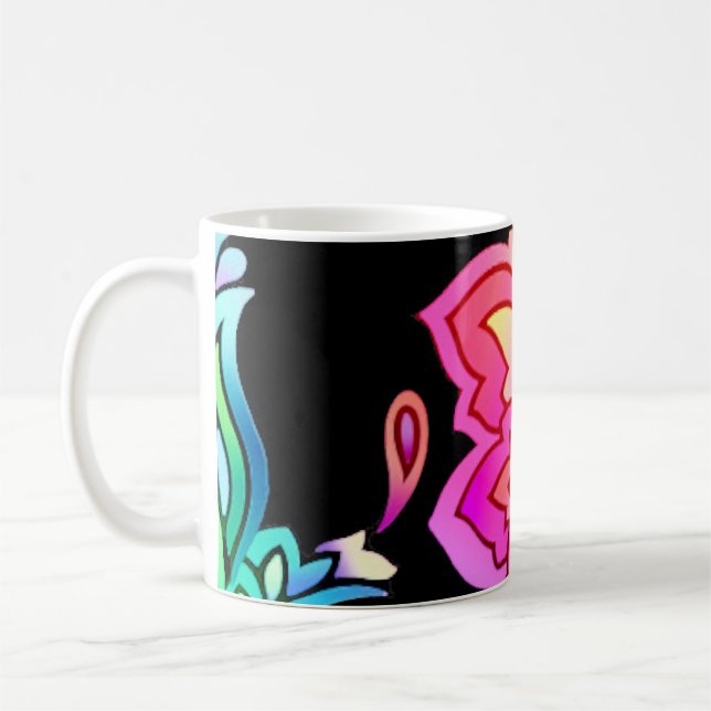 Neon Flowers Coffee Mug (Left)