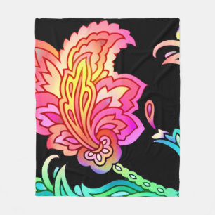 Neon Flowers Fleece Blanket