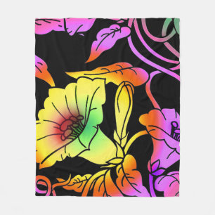 Neon Flowers Fleece Blanket