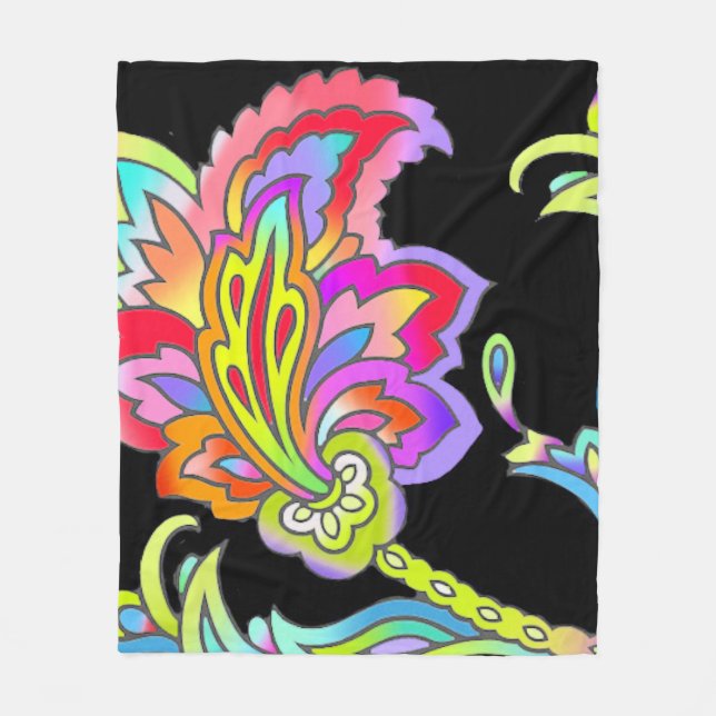 Neon Flowers Fleece Blanket (Front)