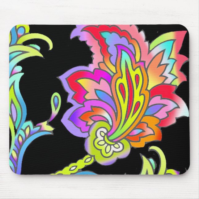 Neon Flowers Mouse Pad (Front)