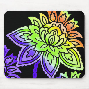 Neon Flowers Mouse Pad