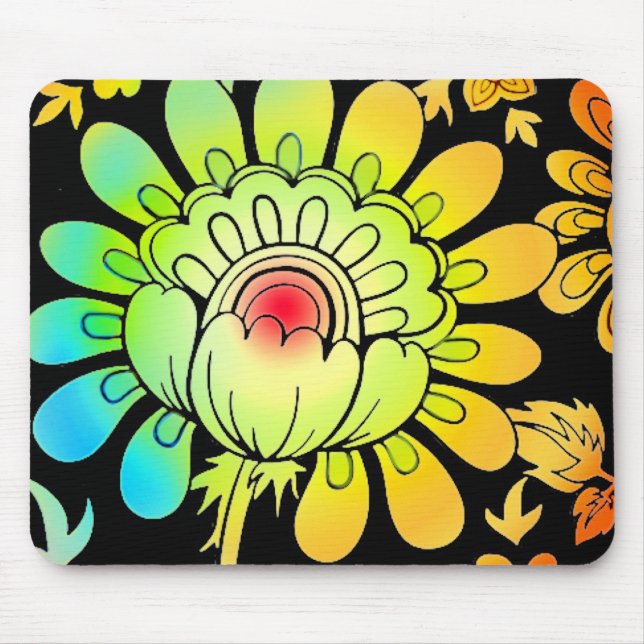 Neon Flowers Mouse Pad (Front)