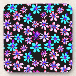 Neon Flowers Patterns Artwork. Buy Now Coaster