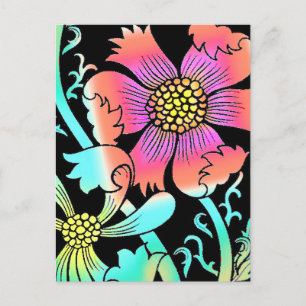 Neon Flowers Postcard