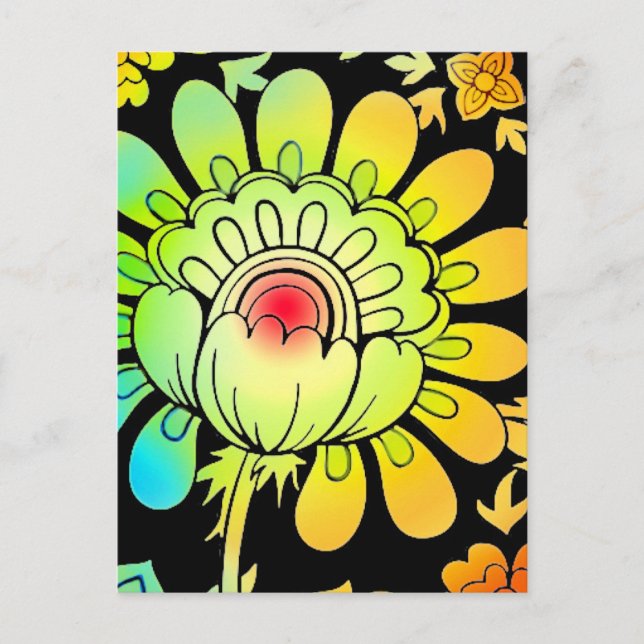 Neon Flowers Postcard (Front)