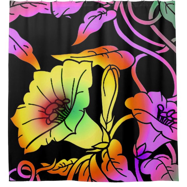 Neon Flowers Shower Curtain (Front)