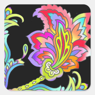 Neon Flowers Square Sticker
