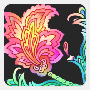 Neon Flowers Square Sticker