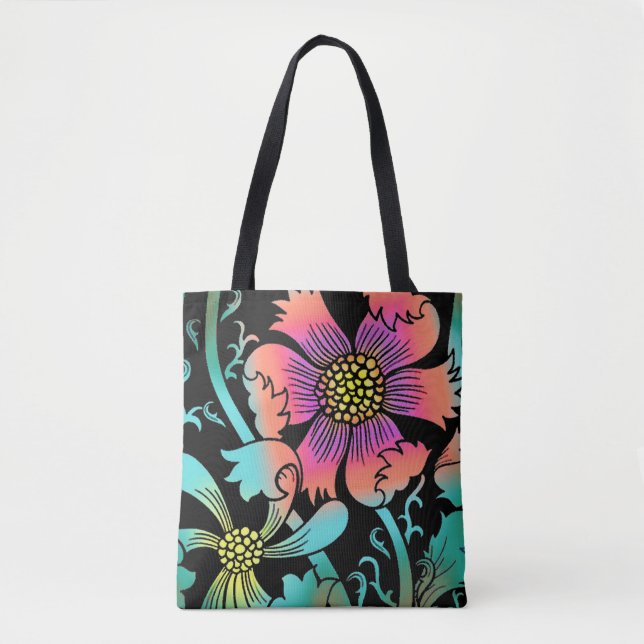 Neon Flowers Tote Bag (Front)