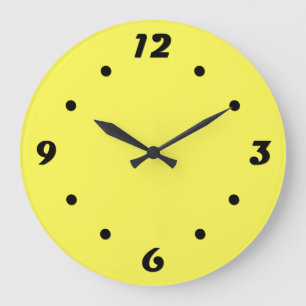 neon Fluorescent yellow lemon bright colour Large Clock