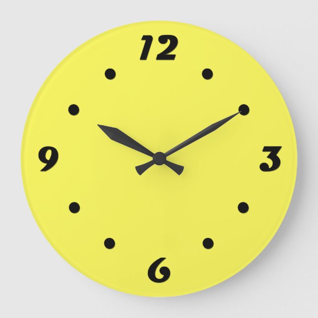 neon Fluorescent yellow lemon bright colour Large Clock (Front)