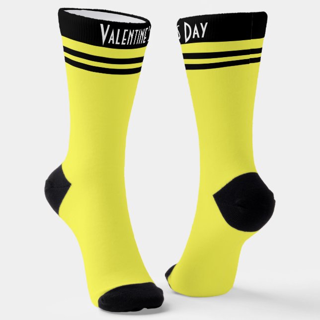neon Fluorescent yellow lemon bright colour Socks (Angled)