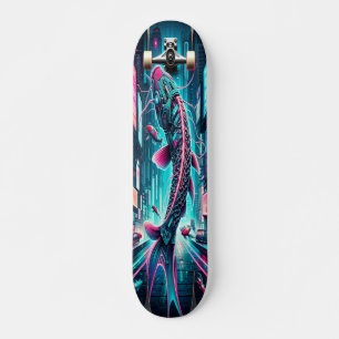 "Neon Flux: Cyber Koi  Skateboard