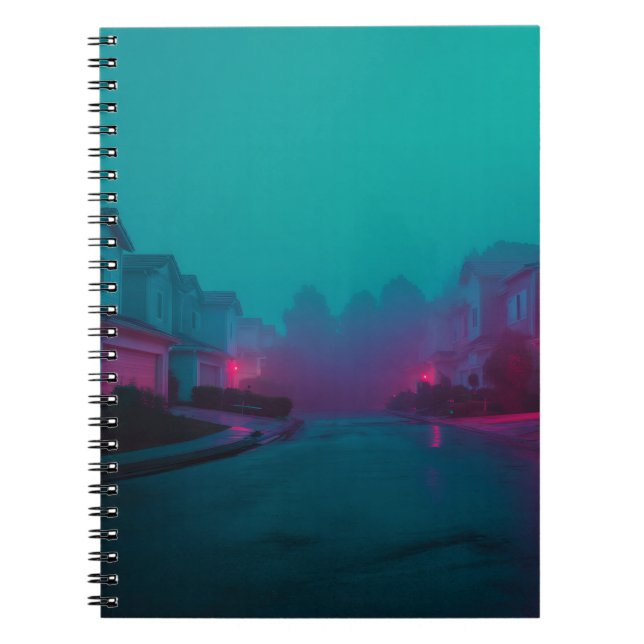 Neon Fog Suburban Night Notebook (Front)