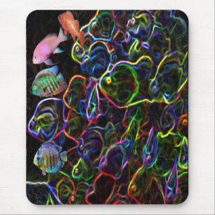 Neon fosm & live fish mousepad