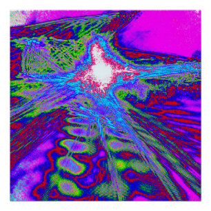 Neon Fractal Burst – Glossy Art Poster