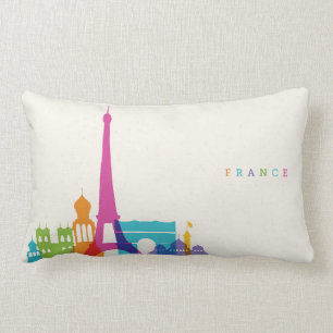 Neon France Skyline Lumbar Cushion