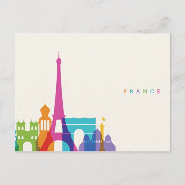 Neon France Skyline Postcard (Front)