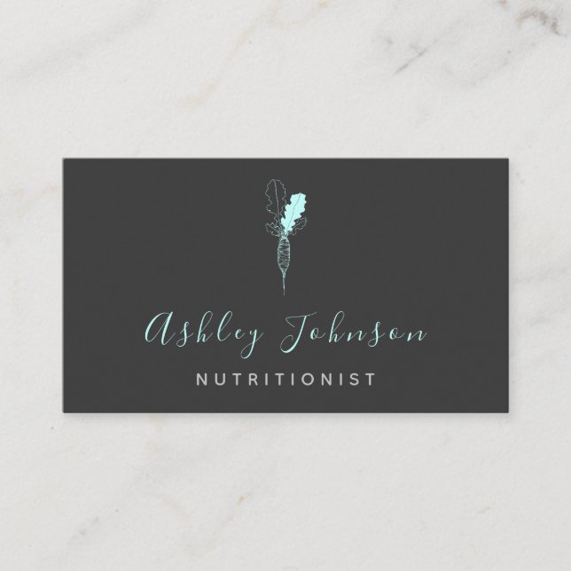 Neon Fresh Organic Vegetable Nutritionist Elegant  Business Card (Front)