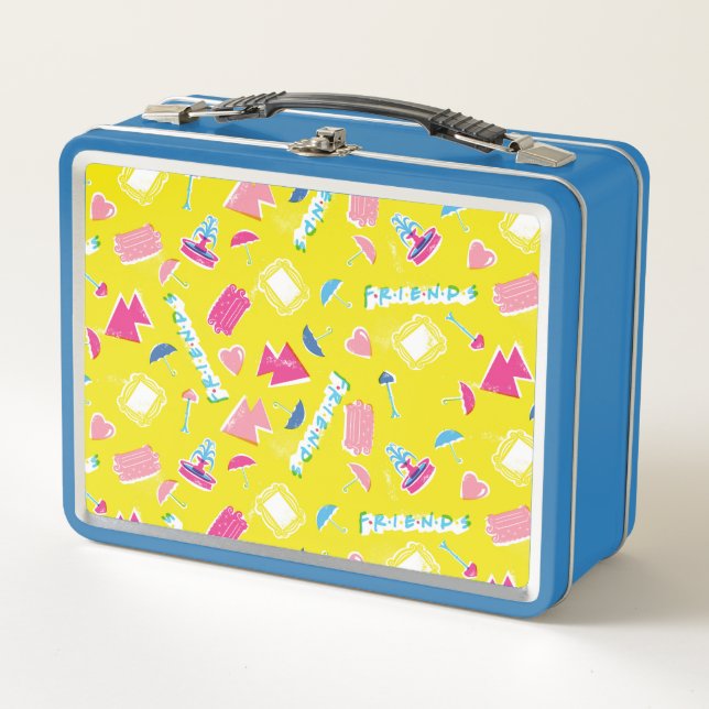 Neon FRIENDS™ Icon Pattern Metal Lunch Box (Front)