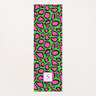 Neon Frog Green Purple Monogram Personalised Yoga Mat