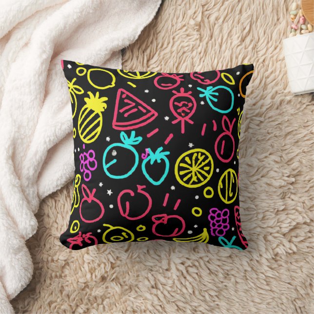 Neon Fruit Extravaganza Cushion (Blanket)