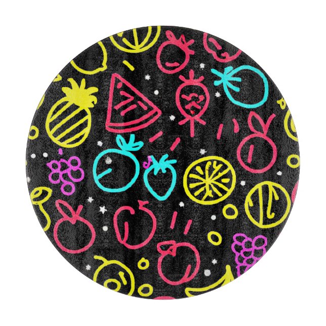 Neon Fruit Extravaganza Cutting Board (Front)