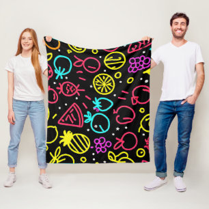 Neon Fruit Extravaganza Fleece Blanket