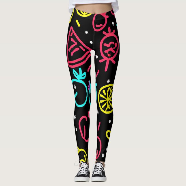 Neon Fruit Extravaganza Leggings (Front)