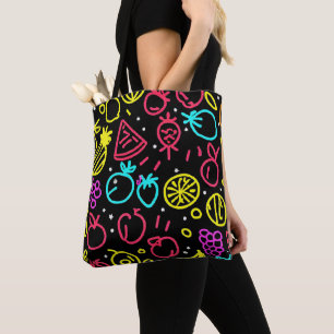 Neon Fruit Extravaganza Tote Bag