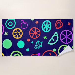Neon Fruits Pattern Colours Beach Towel