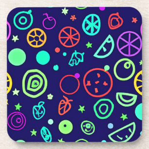Neon Fruits Pattern Colours Coaster