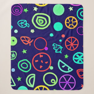 Neon Fruits Pattern Colours Sherpa Blanket