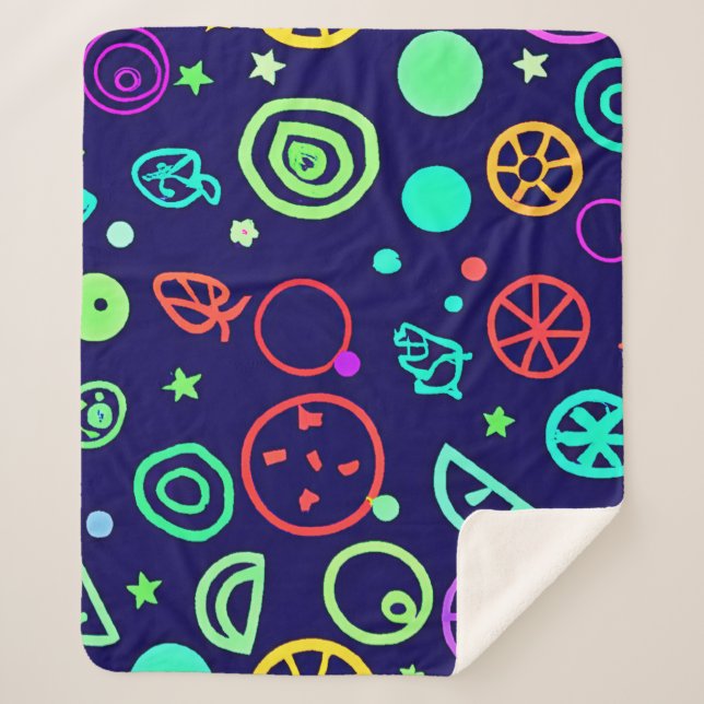 Neon Fruits Pattern Colours Sherpa Blanket (Front)
