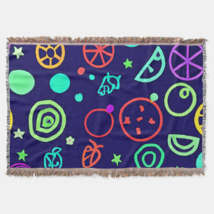 Neon Fruits Pattern Colours Throw Blanket