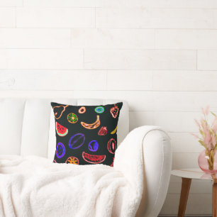 Neon Fruits Patterns Artwork design Cushion