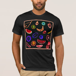 Neon Fruits Patterns Artwork design T-Shirt