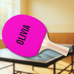 Neon Fuchsia Modern Name Trendy Minimalist Ping Pong Paddle