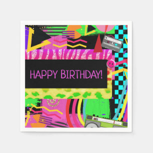 Neon Fun Bright Bold Colourful Funky 80's Party Napkin