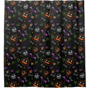 Neon Fun Halloween Pattern Shower Curtain