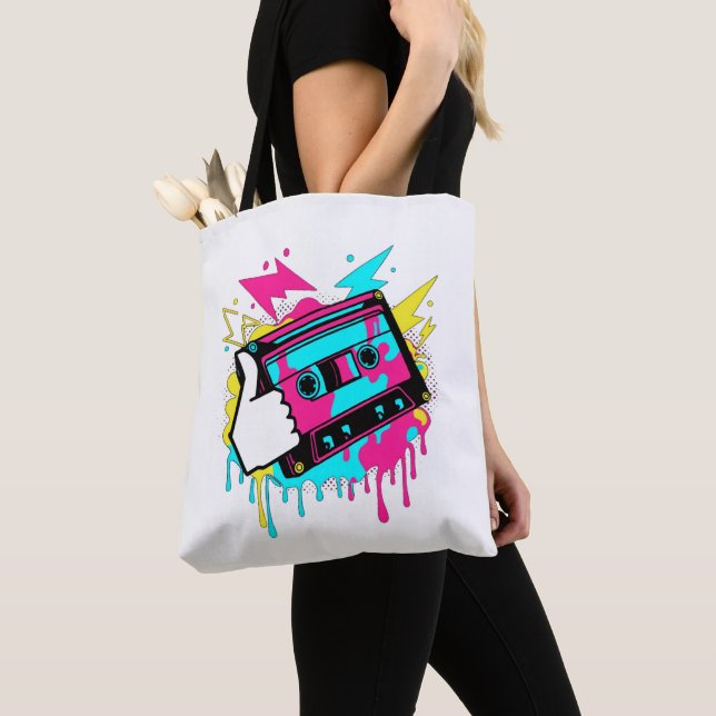 Neon Funk Thumbs-Up Tote Bag (Close Up)