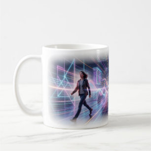 Neon Future City Journey Through Light Mug