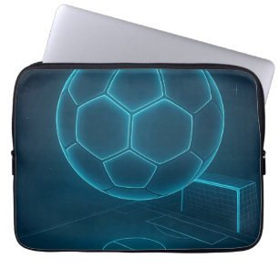 Neon Futuristic Soccer Field Art Laptop Sleeve