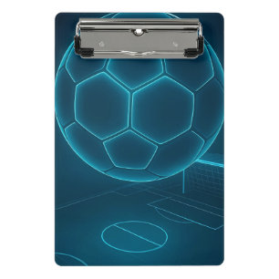 Neon Futuristic Soccer Field Art Mini Clipboard