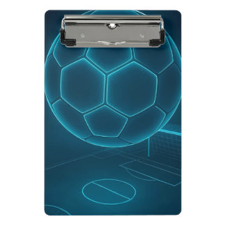 Neon Futuristic Soccer Field Art Mini Clipboard