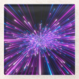 Neon Galaxy Cosmic Abstract Background Glass Coaster