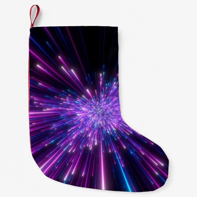 Neon Galaxy Cosmic Abstract Background Small Christmas Stocking (Front)